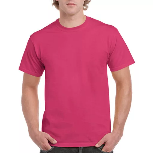 Uniszex póló  Rövid ujjú Gildan Ultra Cotton Adult T-Shirt - L, Heliconia (sötét rózsaszín)