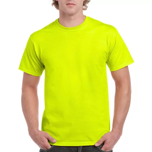 Uniszex póló  Rövid ujjú Gildan Ultra Cotton Adult T-Shirt   Safety zöld   urespolo.hu