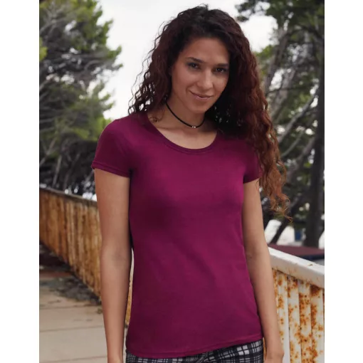 Női póló  Rövid ujjú Fruit of the Loom Lady-Fit Ringspun Premium T   Fehér   urespolo.hu