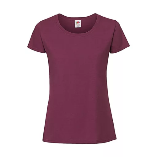 Női póló  Rövid ujjú Fruit of the Loom Lady-Fit Ringspun Premium T   Burgundi vörös   urespolo.