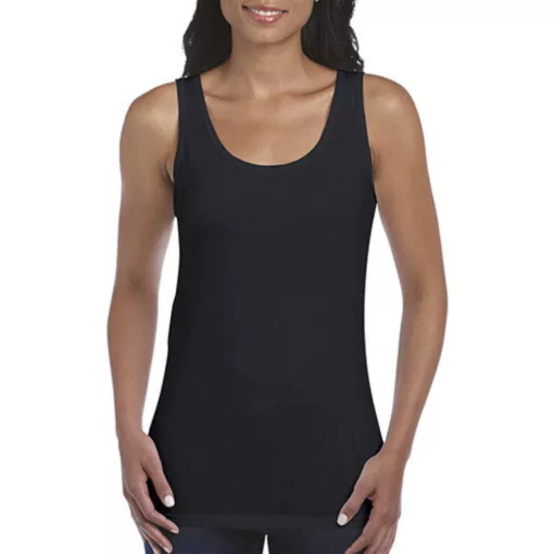 Női póló  Ujjatlan Gildan Gildan Ladies Softstyle Tank Top   Fekete   urespolo.hu