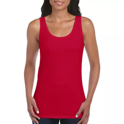 Női póló  Ujjatlan Gildan Gildan Ladies Softstyle Tank Top   Meggypiros   urespolo.hu