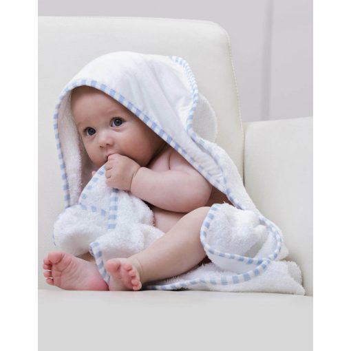Bébi kapucnis köntös Jassz Towels Po Hooded Baby Towel Egy méret, Fehér/Bébi kék