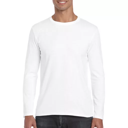 Férfi póló  Hosszú ujjú Gildan Gildan Mens Softstyle Long Sleeve Tee   Fehér   urespolo.hu