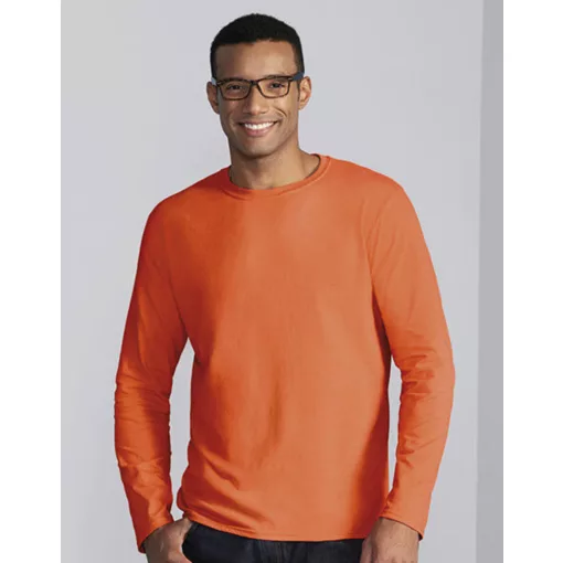 Férfi póló  Hosszú ujjú Gildan Gildan Mens Softstyle Long Sleeve Tee   Sötétkék (navy)   uresp