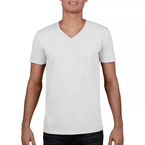 Férfi póló  Rövid ujjú Gildan Gildan Mens Softstyle V-Neck T-Shirt   Fehér   urespolo.hu