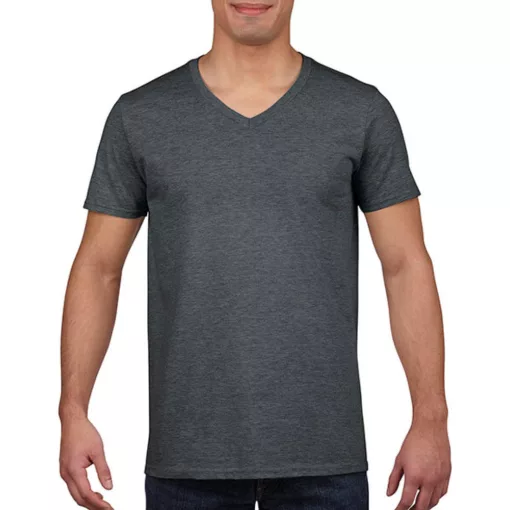 Férfi póló  Rövid ujjú Gildan Gildan Mens Softstyle V-Neck T-Shirt   Sötét heather szürke   ur