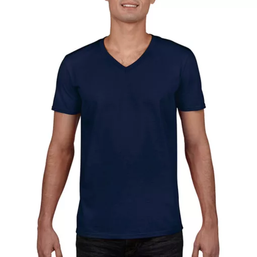 Férfi póló  Rövid ujjú Gildan Gildan Mens Softstyle V-Neck T-Shirt   Sötétkék (navy)   urespol