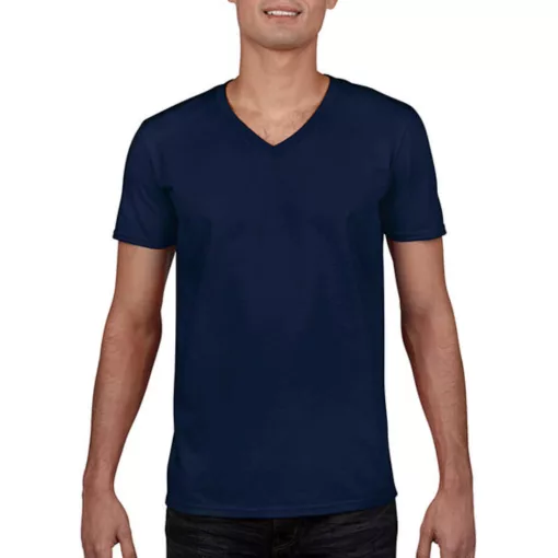 Férfi póló  Rövid ujjú Gildan Gildan Mens Softstyle V-Neck T-Shirt   Sötétkék (navy)   urespol