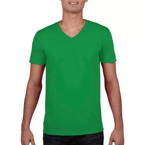 Férfi póló  Rövid ujjú Gildan Gildan Mens Softstyle V-Neck T-Shirt   Ír zöld   urespolo.hu