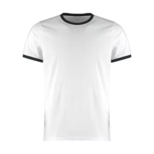 Férfi rövid ujjú póló Kustom Kit Fashion Fit Ringer Tee XL, Fehér/Fekete