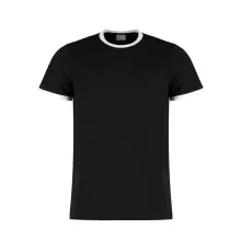 Férfi rövid ujjú póló Kustom Kit Fashion Fit Ringer Tee S, Fekete/Fehér
