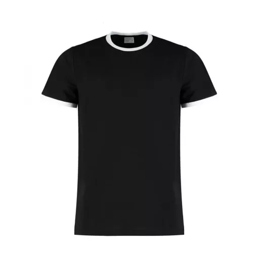 Férfi rövid ujjú póló Kustom Kit Fashion Fit Ringer Tee 2XL, Fekete/Fehér