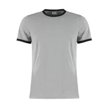 Férfi rövid ujjú póló Kustom Kit Fashion Fit Ringer Tee XL, Világos szürke Marl/Fekete
