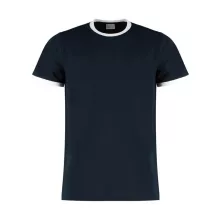 Férfi rövid ujjú póló Kustom Kit Fashion Fit Ringer Tee XS, Sötétkék navy/fehér