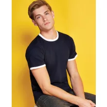 Férfi rövid ujjú póló Kustom Kit Fashion Fit Ringer Tee XL, Piros/Fehér