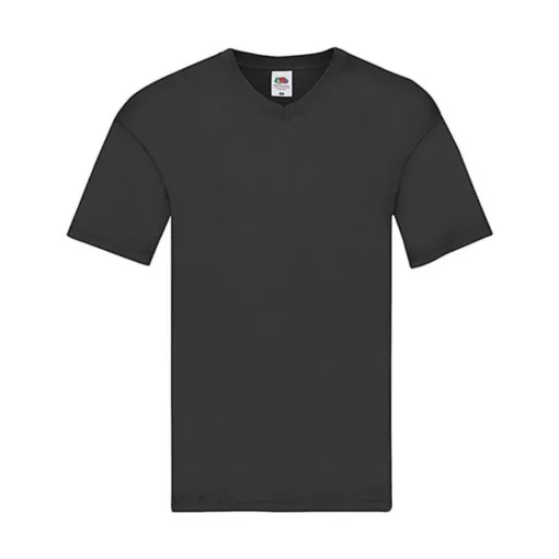 Férfi póló  Rövid ujjú Fruit of the Loom Original V-Neck T   Fekete   urespolo.hu