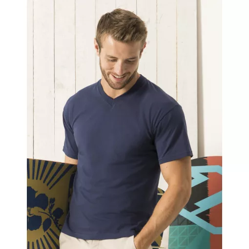 Férfi póló  Rövid ujjú Fruit of the Loom Original V-Neck T   Sötétkék (navy)   urespolo.hu