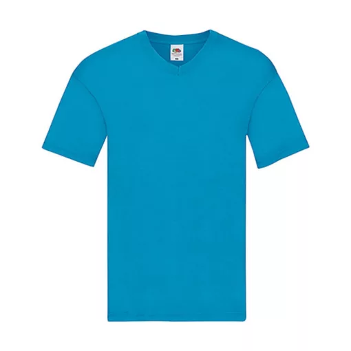 Férfi póló  Rövid ujjú Fruit of the Loom Original V-Neck T   Azur kék   urespolo.hu
