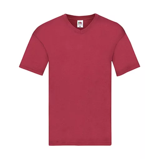 Férfi póló  Rövid ujjú Fruit of the Loom Original V-Neck T   Heather téglavörös   urespolo.hu