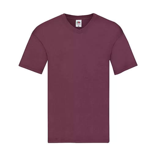 Férfi póló  Rövid ujjú Fruit of the Loom Original V-Neck T   Burgundi vörös   urespolo.hu