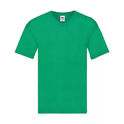Férfi póló  Rövid ujjú Fruit of the Loom Original V-Neck T   Kelly zöld   urespolo.hu