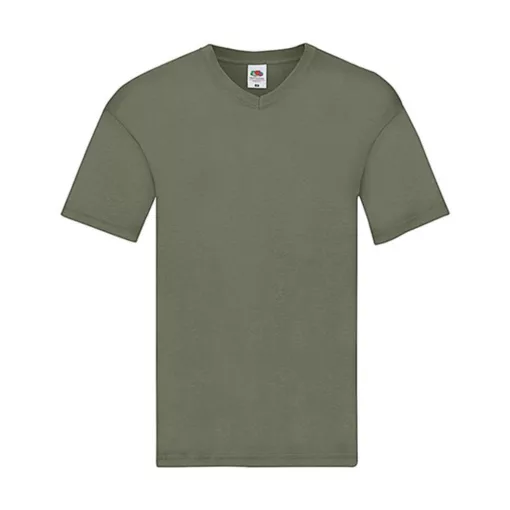 Férfi póló  Rövid ujjú Fruit of the Loom Original V-Neck T   Oliva zöld   urespolo.hu