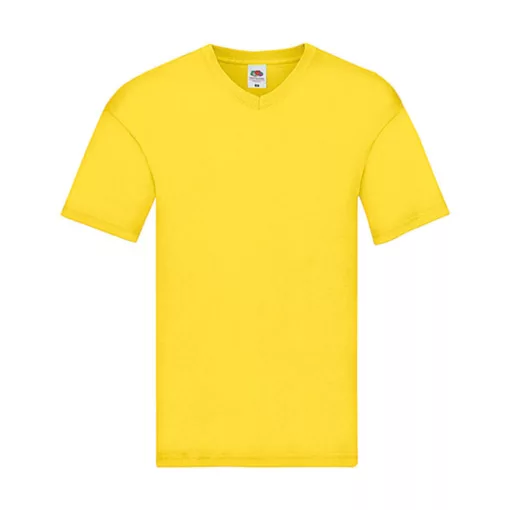 Férfi póló  Rövid ujjú Fruit of the Loom Original V-Neck T   Sárga   urespolo.hu