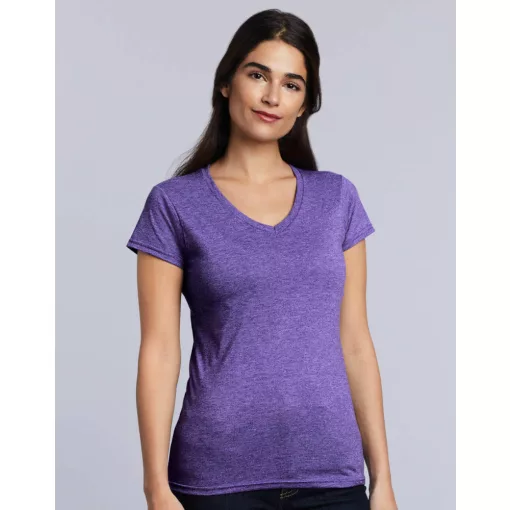 Női póló  Csapott ujjú Gildan Ladies Softstyle V-Neck T-Shirt   Fehér   urespolo.hu