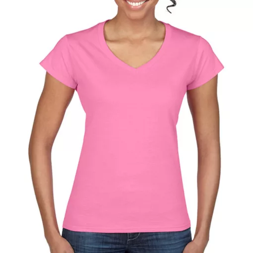 Női póló  Csapott ujjú Gildan Ladies Softstyle V-Neck T-Shirt   Fehér   urespolo.hu