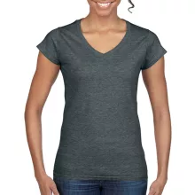 Női póló  Csapott ujjú Gildan Ladies Softstyle V-Neck T-Shirt   Sötét heather szürke   urespol