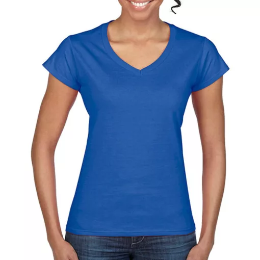 Női póló  Csapott ujjú Gildan Ladies Softstyle V-Neck T-Shirt   Királykék   urespolo.hu