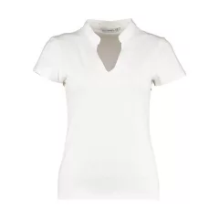 Női csapott ujjú póló Kustom Kit Regular Fit Mandarin Collar Top 3XL/4XL (20/22), Fehér