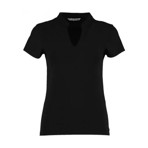 Női csapott ujjú póló Kustom Kit Regular Fit Mandarin Collar Top M/L (12/14), Fekete