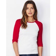 Női 3/4-es ujjú póló Bella Canvas 3/4 Sleeve Contrast Raglan T-Shirt S, Fehér/Sötétkék (navy)