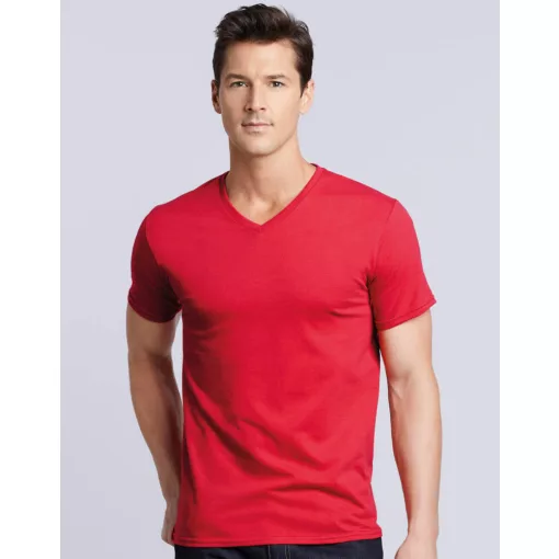 Férfi póló  Rövid ujjú Gildan Premium Cotton Adult V-Neck T-Shirt   Fehér   urespolo.hu