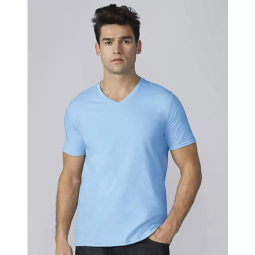 Férfi póló  Rövid ujjú Gildan Premium Cotton Adult V-Neck T-Shirt   Fehér   urespolo.hu