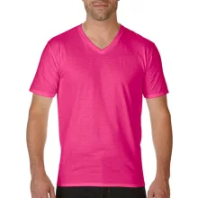 Férfi póló  Rövid ujjú Gildan Premium Cotton Adult V-Neck T-Shirt   Heliconia (sötét rózsaszín)