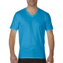 Férfi póló  Rövid ujjú Gildan Premium Cotton Adult V-Neck T-Shirt   Heliconia (sötét rózsaszín)