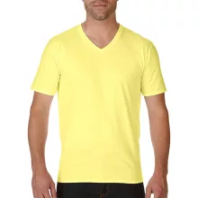 Férfi póló  Rövid ujjú Gildan Premium Cotton Adult V-Neck T-Shirt   Cornsilk (világossárga)   u