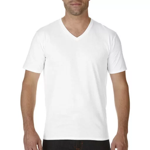 Férfi póló  Rövid ujjú Gildan Premium Cotton Adult V-Neck T-Shirt   Cornsilk (világossárga)   u