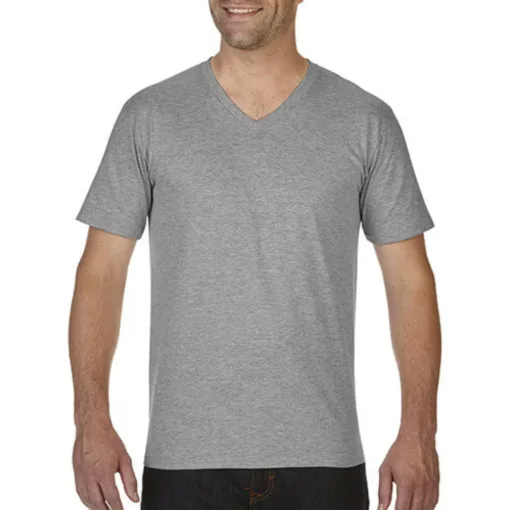 Férfi póló  Rövid ujjú Gildan Premium Cotton Adult V-Neck T-Shirt   Cornsilk (világossárga)   u