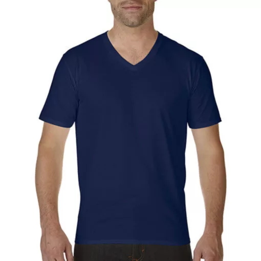 Férfi póló  Rövid ujjú Gildan Premium Cotton Adult V-Neck T-Shirt   Cornsilk (világossárga)   u