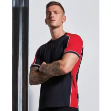 Uniszex rövid ujjú póló Kustom Kit Formula Racing Estoril T-Shirt 2XS, Fekete/Piros/Fehér