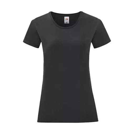 Női rövid ujjú póló Fruit of the Loom Ladies' Iconic 150 T -S, Fekete