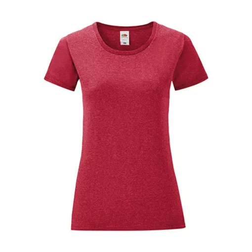 Női rövid ujjú póló Fruit of the Loom Ladies' Iconic 150 T -XL, Vintage Heather Piros