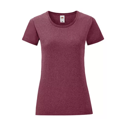 Női rövid ujjú póló Fruit of the Loom Ladies' Iconic 150 T -L, Heather Burgundi vörös