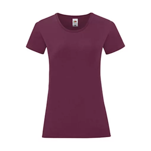 Női rövid ujjú póló Fruit of the Loom Ladies' Iconic 150 T -2XL, Burgundi vörös