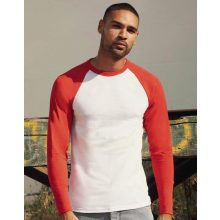 Férfi póló  Hosszú ujjú Fruit of the Loom Baseball Longsleeve T   Fehér/Királykék   urespolo.hu