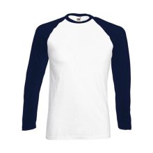 Férfi póló  Hosszú ujjú Fruit of the Loom Baseball Longsleeve T   Fehér/Királykék   urespolo.hu